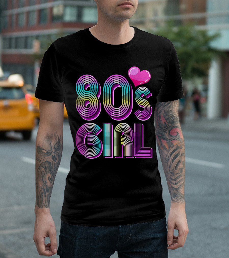 80's Girl Birthday Party Costume Vintage Heart Design Women T-Shirt