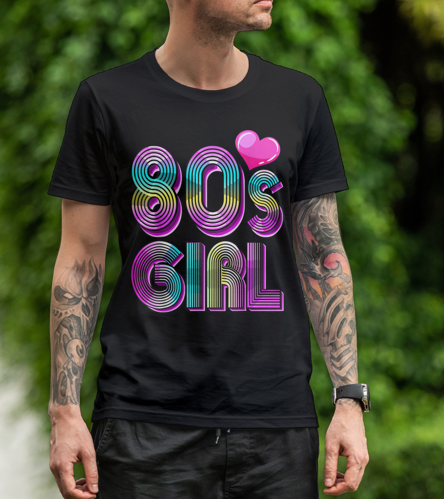 80's Girl Birthday Party Costume Vintage Heart Design Women T-Shirt