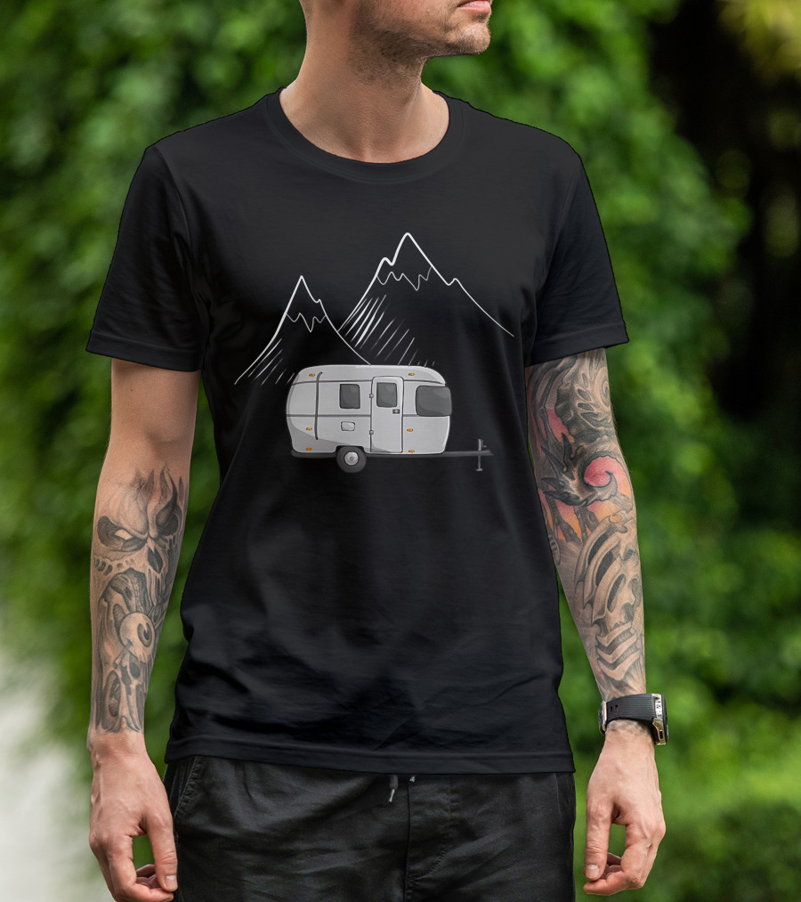 Airstream Camping Trailer With Mountain Outline T-Shirt
