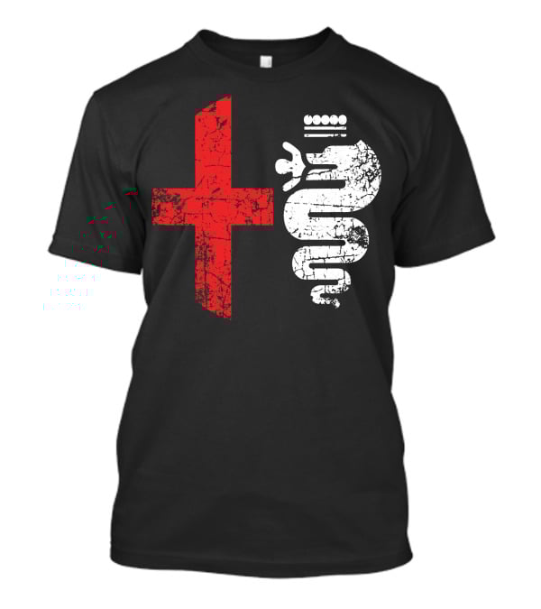 Alfa Car Drivers Stylish Grunge Red Cross Serpent T-Shirt