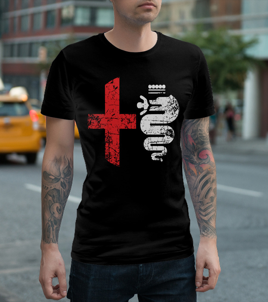 Alfa Car Drivers Stylish Grunge Red Cross Serpent T-Shirt