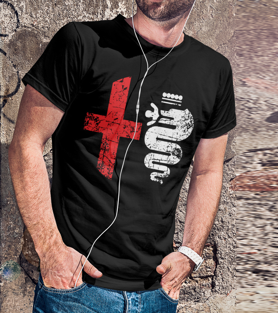 Alfa Car Drivers Stylish Grunge Red Cross Serpent T-Shirt