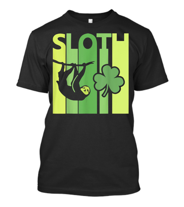 Lucky Sloth Hanging Irish Vintage Shamrock St Patrick's Day T-Shirt