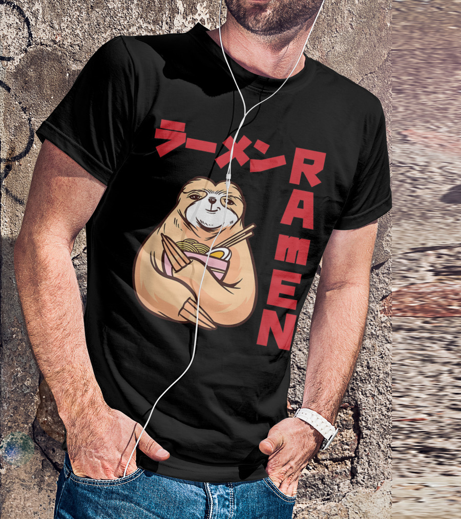 Kawaii Ramen Sloth Anime Noodles Japanese Sketching T-Shirt