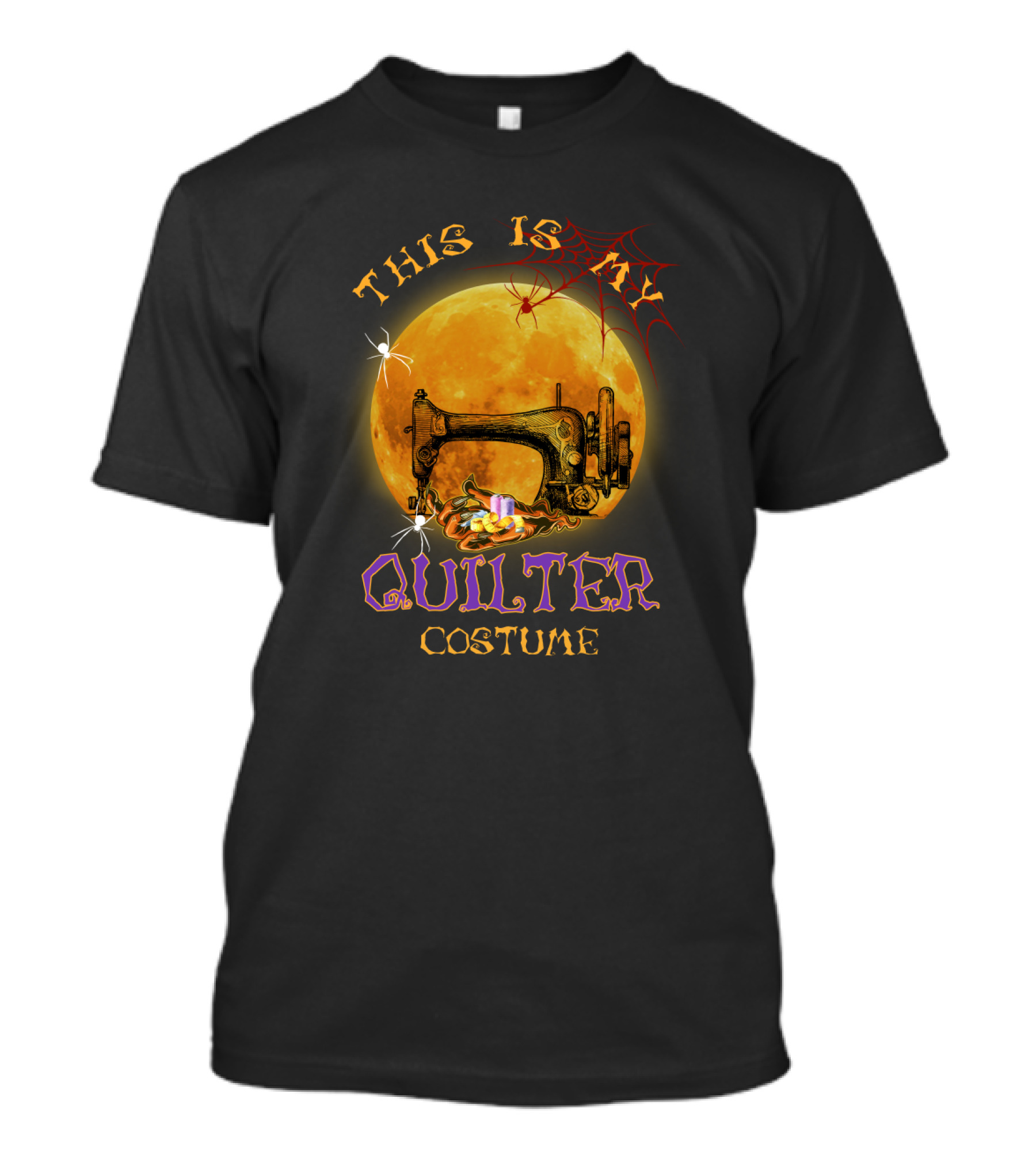 This Is My Scary Quilter Costume With Sewing Machine Moon And Spider Web Halloween Party T-Shirt