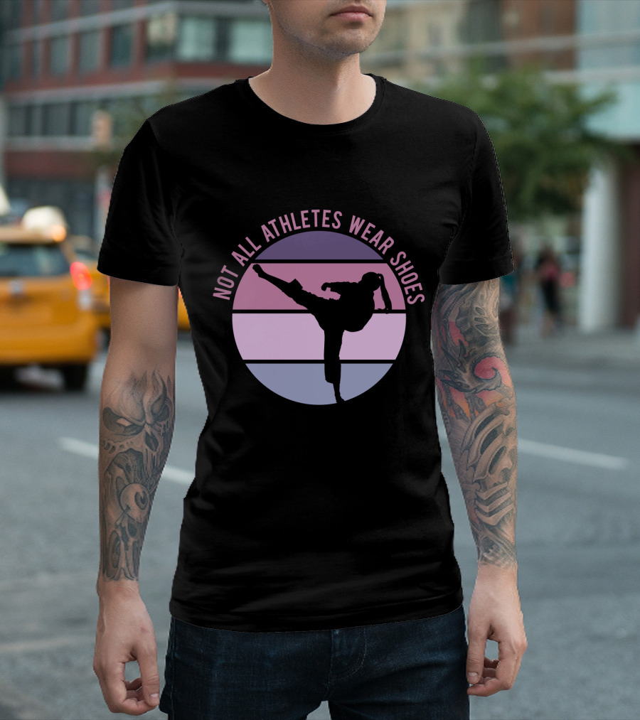 Not All Athletes Wear Shoes Taekwondo Silhouette Kicking In Colorful Circle T-Shirt