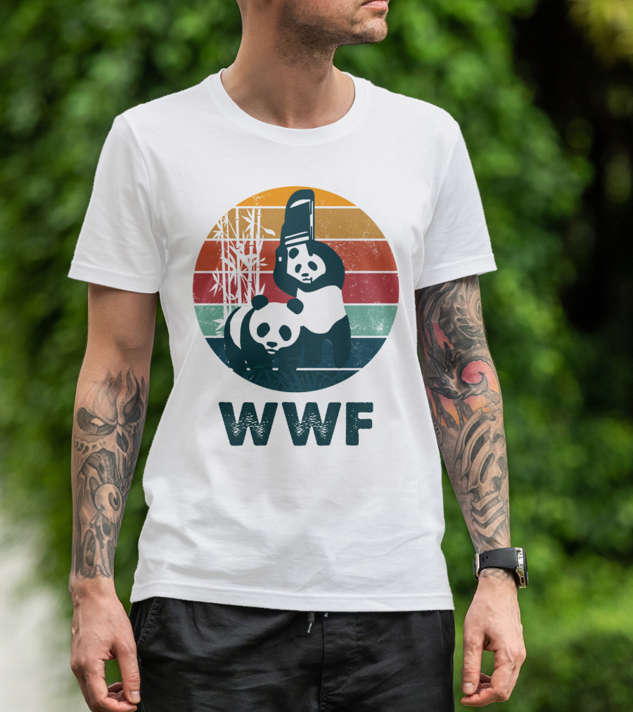 WWF Panda Retro Bamboo Scene T-Shirt
