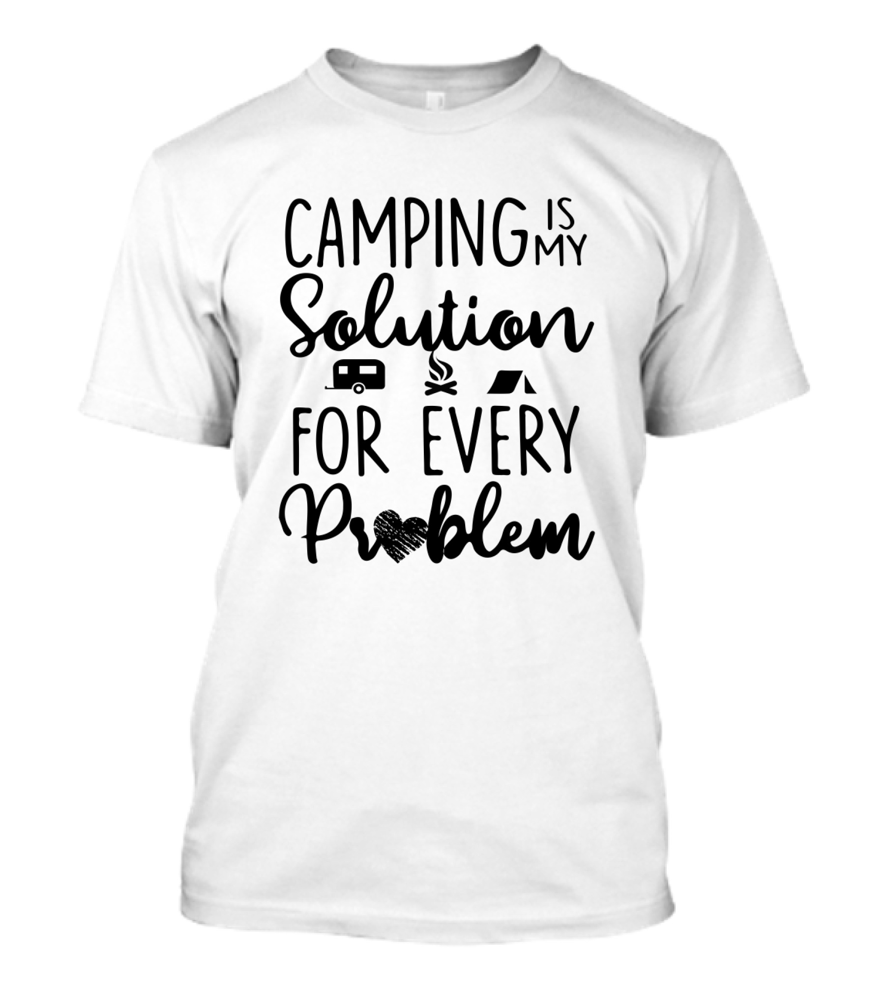 Camping Is My Solution With Camper And Tent Icons For Every Problem T-Shirt