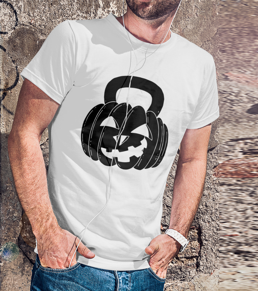 Pumpkin Halloween Kettlebell Fitness Jack-O'-Lantern T-Shirt
