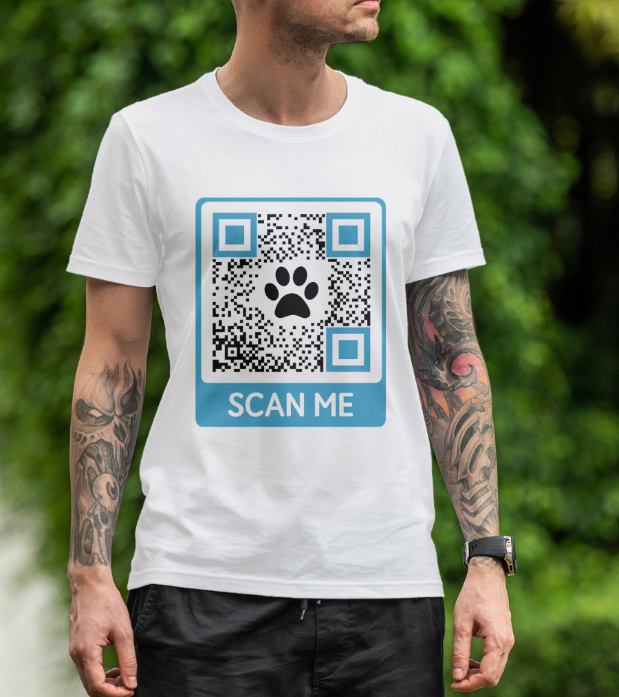Scan Me QR Code With Dog Paw T-Shirt