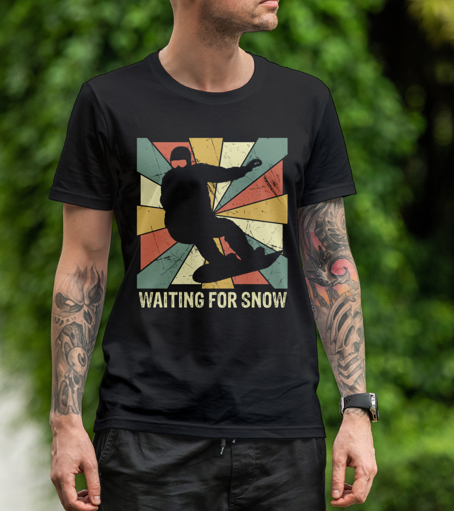 Waiting For Snow Vintage Snowboarding T-Shirt