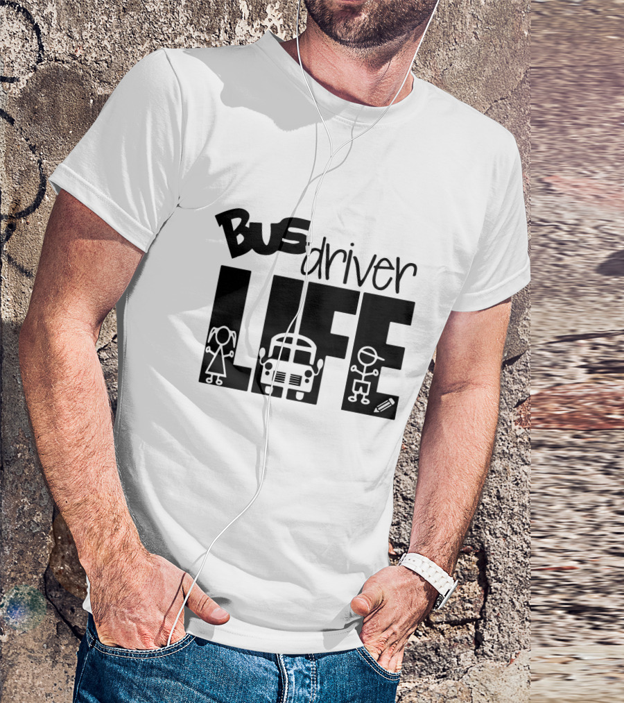 Bus Driver Life With Kids And School Bus Elements T-Shirt