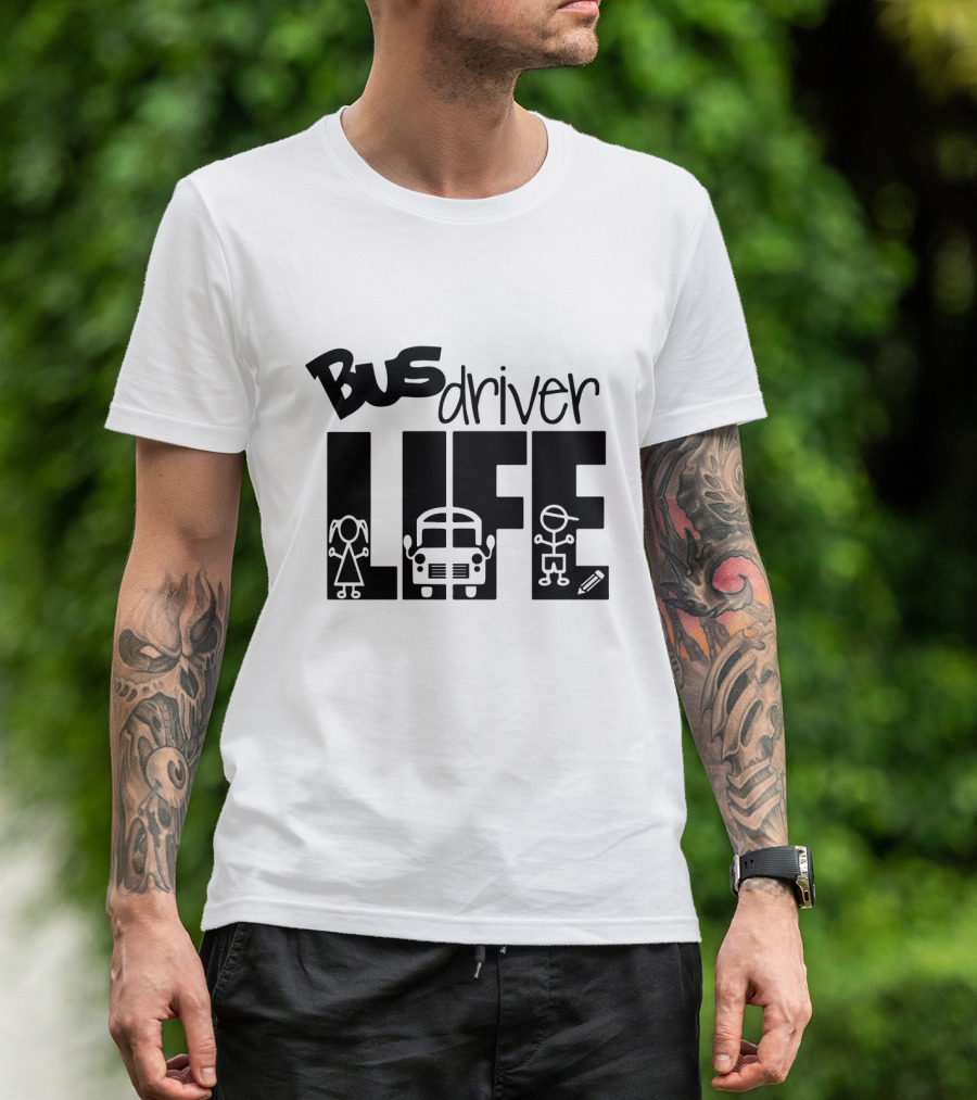 Bus Driver Life With Kids And School Bus Elements T-Shirt