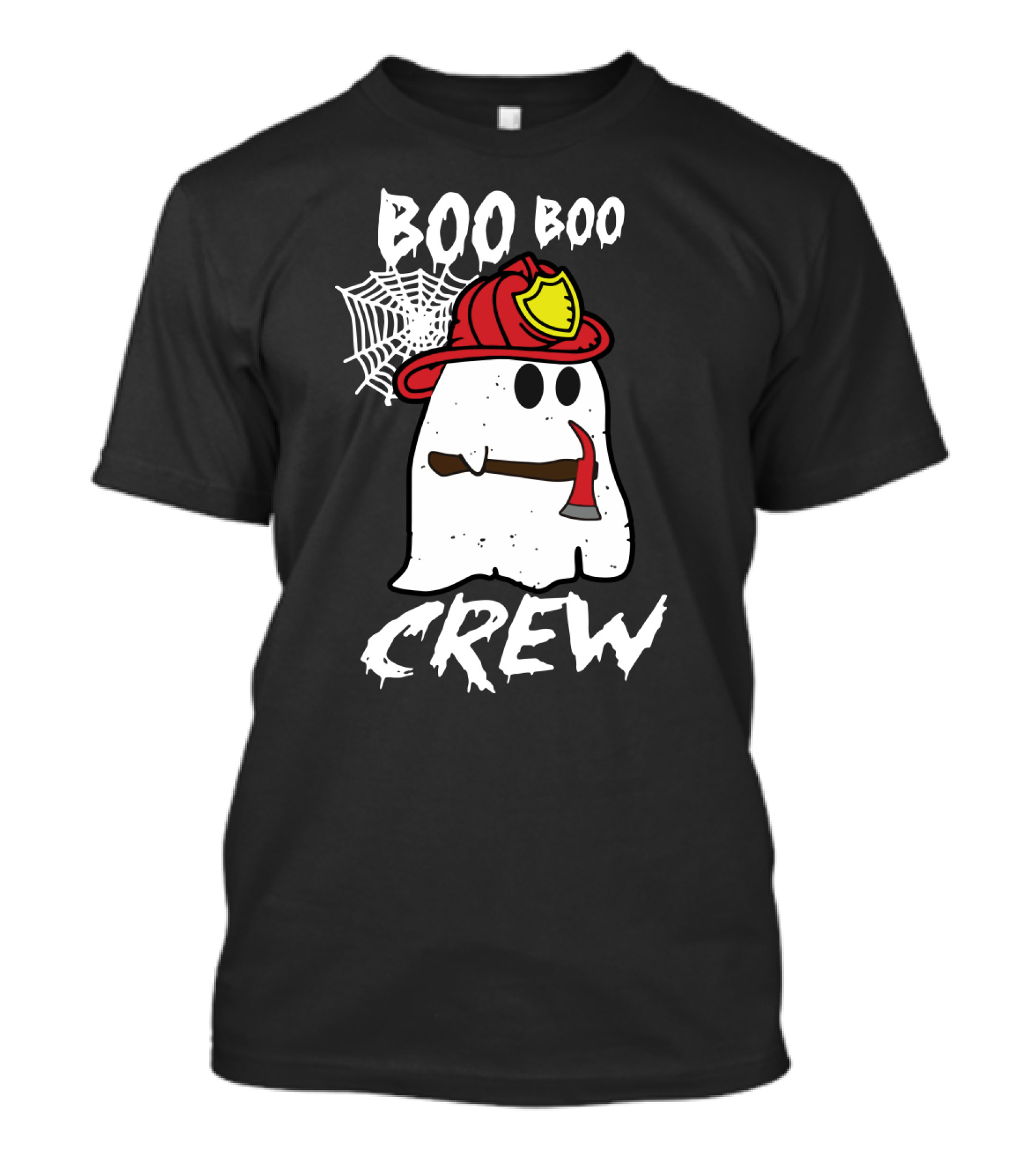 BOO BOO FIREFIGHTER CREW GHOST WITH AXE AND HELMET T-Shirt
