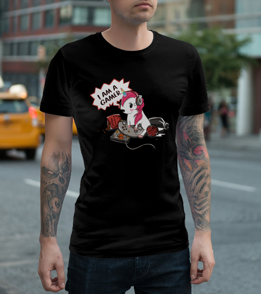 I Am A Gamer Unicorn Headset Controller Fantasy Adventure T-Shirt