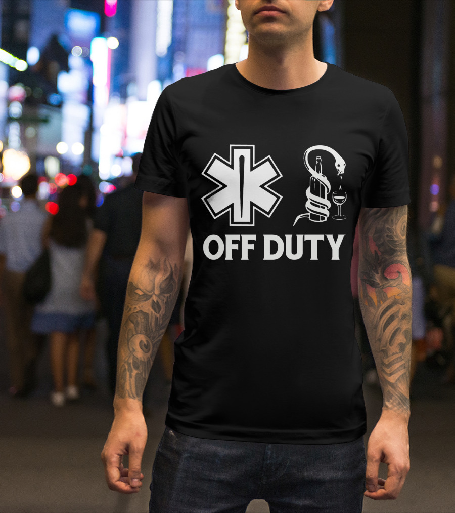 EMT Off Duty Symbol With Wine And Snake T-Shirt