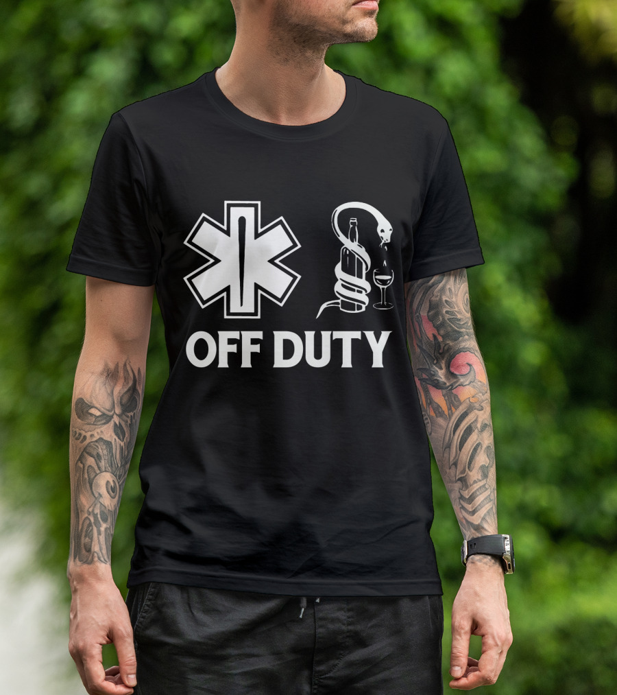 EMT Off Duty Symbol With Wine And Snake T-Shirt