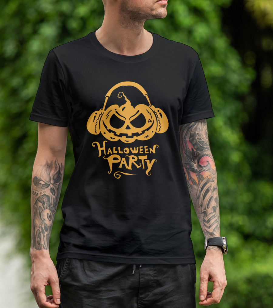 Halloween Party DJ Sound Pumpkin Headphones T-Shirt