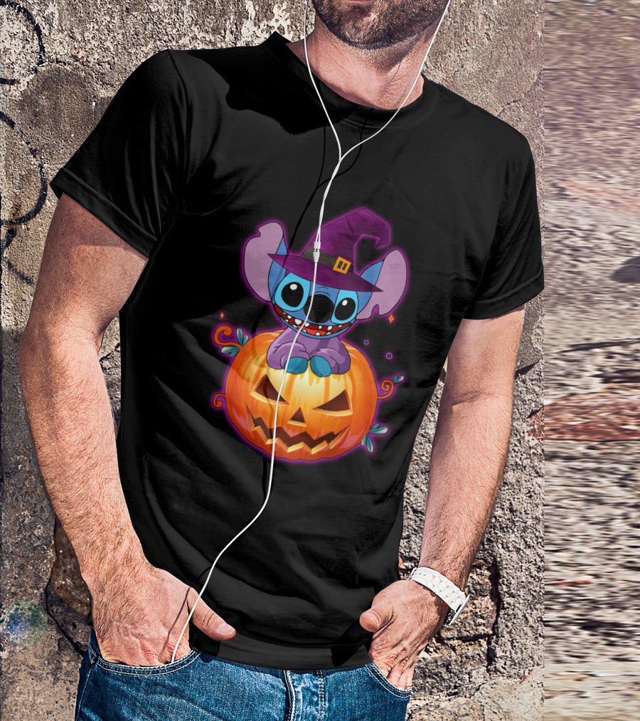 Stitch Witch Pumpkin Halloween Jack-O'-Lantern T-Shirt