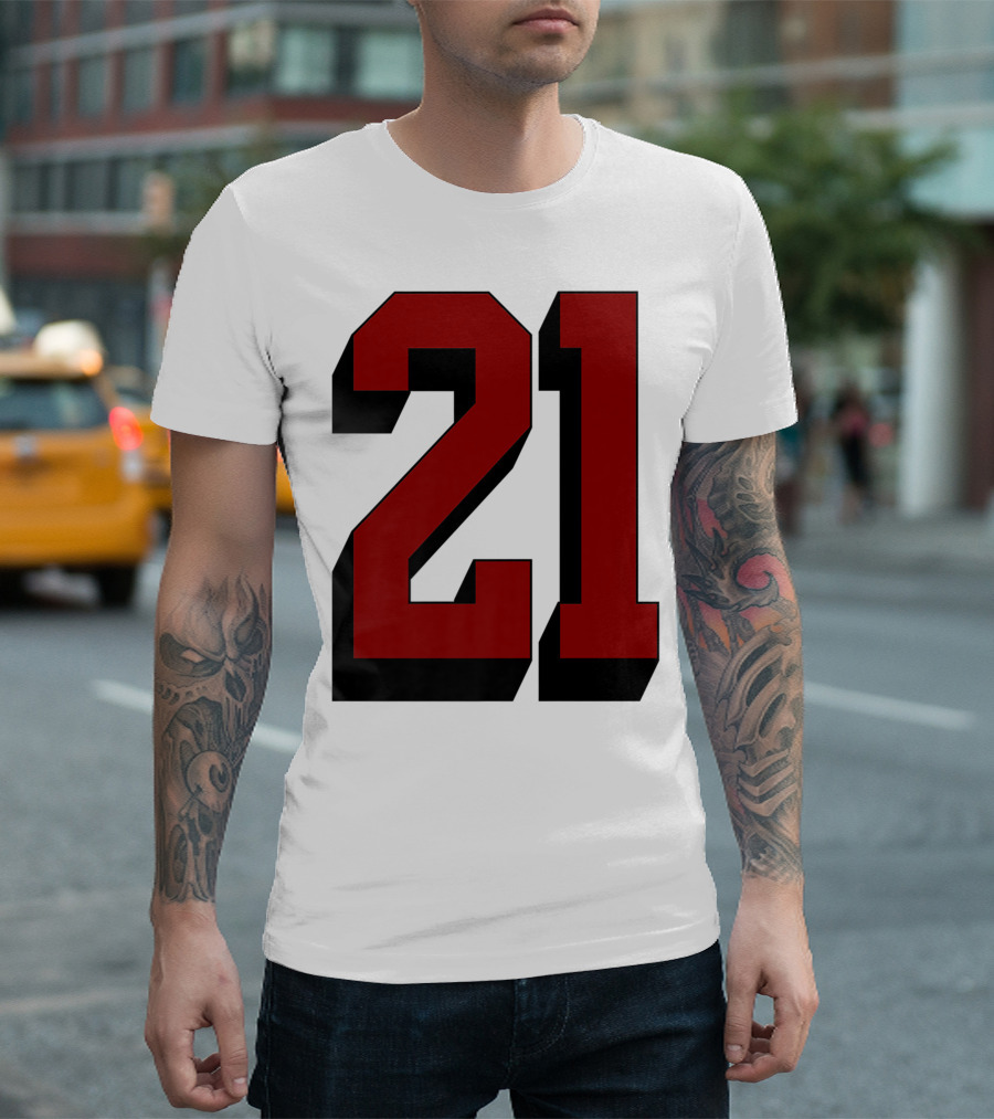 Number 21 Varsity Fan Sports Team White Jersey Premium 21 T-Shirt
