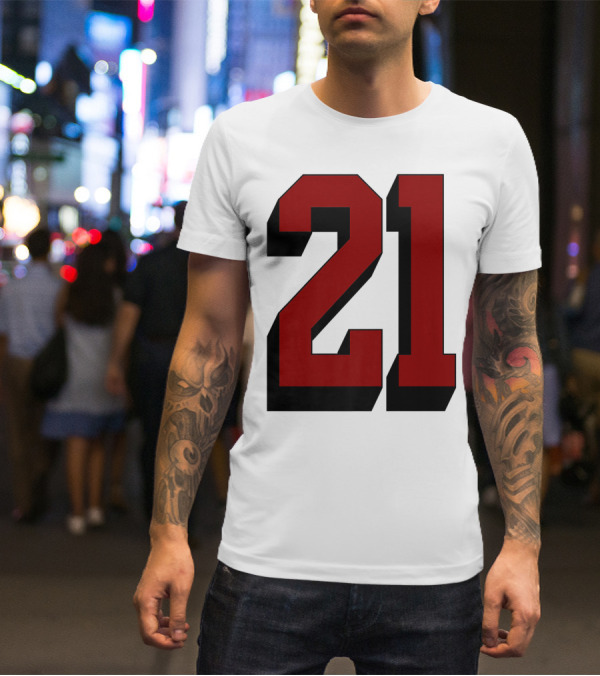 Number 21 Varsity Fan Sports Team White Jersey Premium 21 T-Shirt