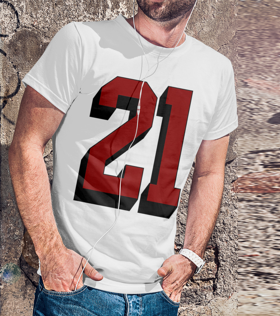 Number 21 Varsity Fan Sports Team White Jersey Premium 21 T-Shirt