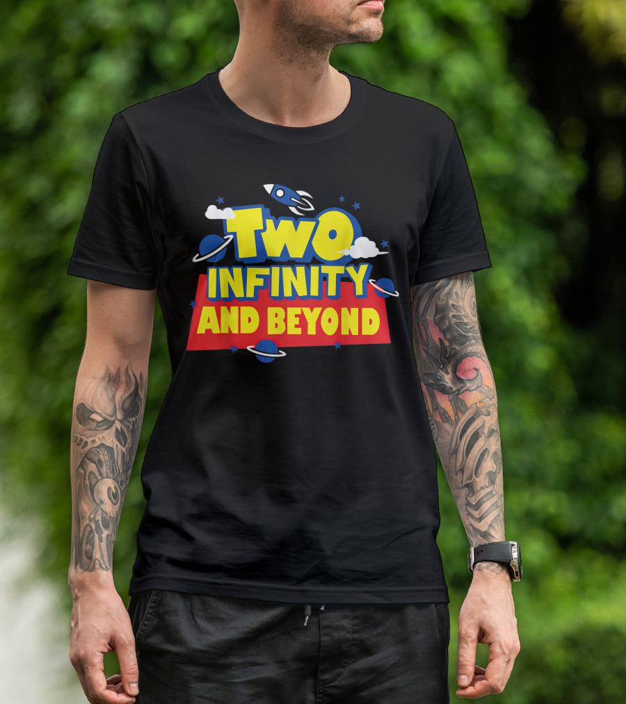 Two Infinity And Beyond 2nd Birthday Rocket And Planets T-Shirt