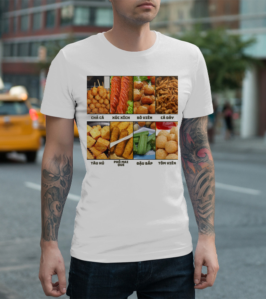 Chả Cá Xúc Xích Bò Viên Cá Dây Tàu Hủ Phô Mai Que Đậu Bắp Tôm Viên T-Shirt