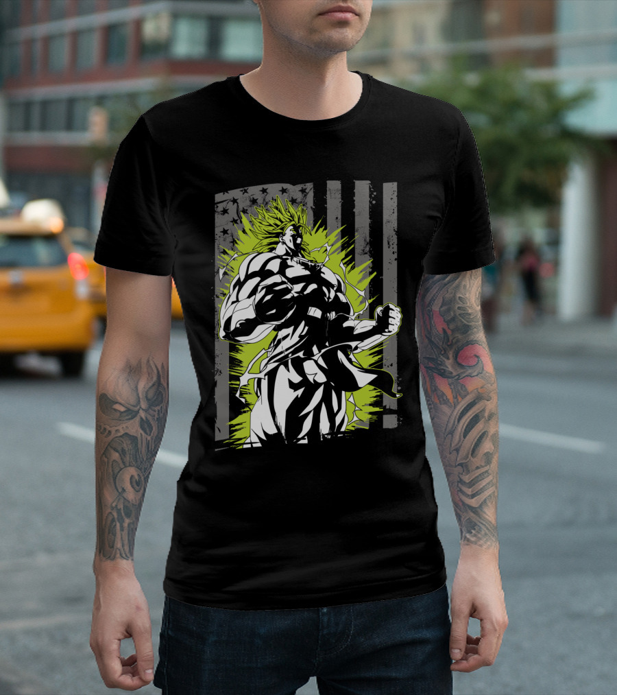 American Flag Super Saiyan Broly Power Burst Iconic T-Shirt