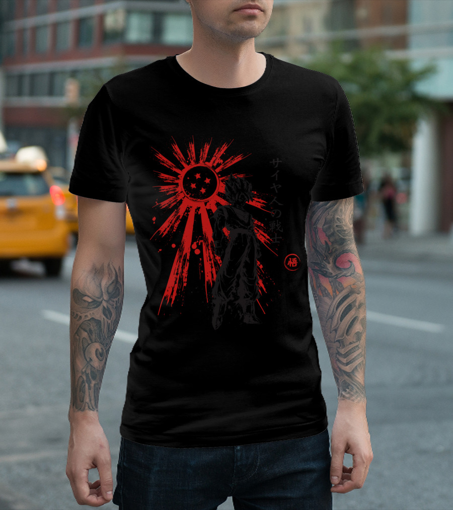 Saiyan Warrior Goku Red Sun Burst Dragon Ball T-Shirt