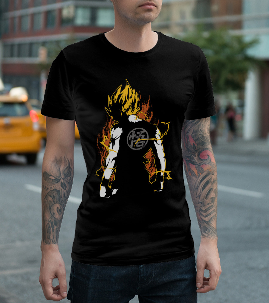 Super Saiyan Goku Iconic Saiyan Energy Aura Kanji T-Shirt