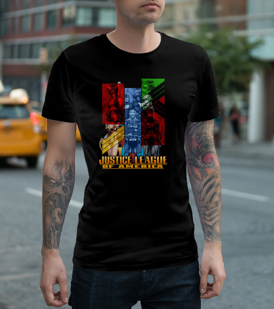Justice League Of America Heroes Collage T-Shirt