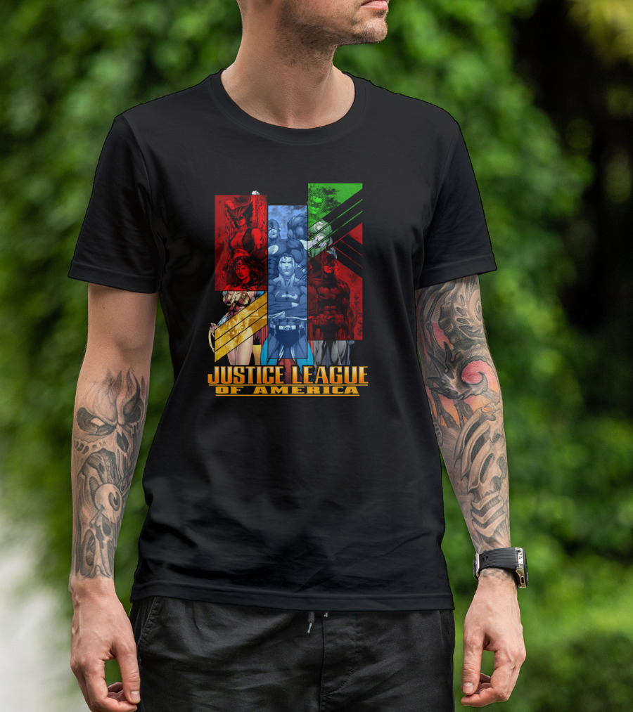 Justice League Of America Heroes Collage T-Shirt