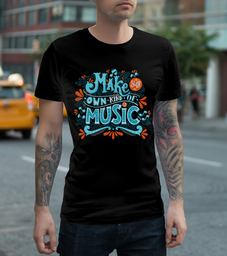 Make Your Own Kind of Music Retro Floral Elements T-Shirt
