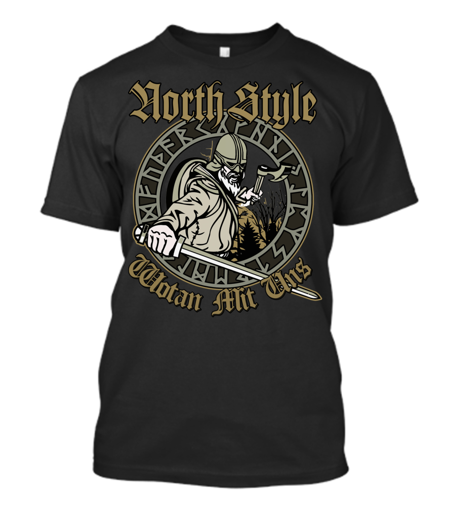 North Style Wotan Mit Uns Viking Warrior T-Shirt