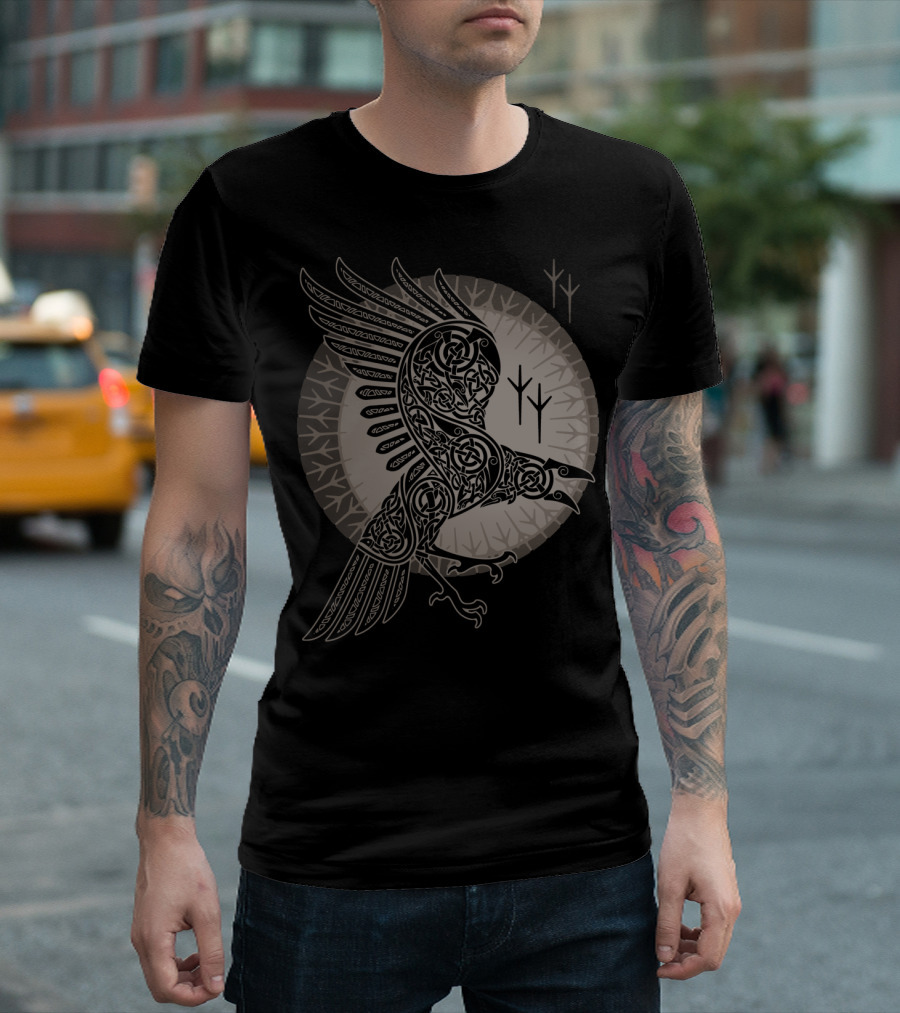Raven 1 Viking Celtic Knotwork Norse Symbolism T-Shirt