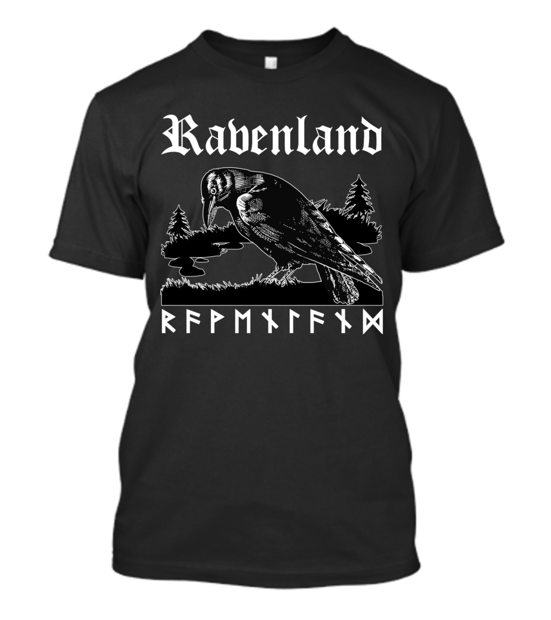 Ravenland Viking Rune Raven And Norse Symbolism T-Shirt
