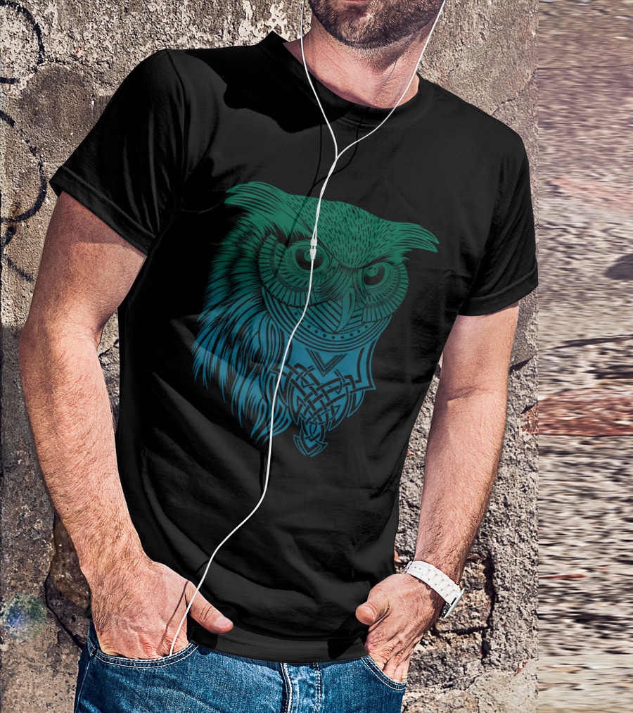 Warrior Owl Viking Norse Celtic Knotwork T-Shirt