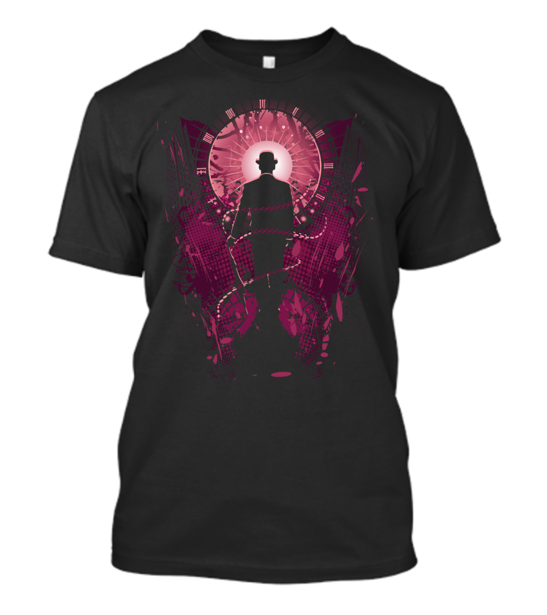 Close In Time Silhouette Against Clockwork Background T-Shirt