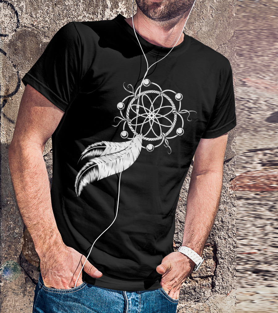 Dreamcatcher Atomic Symbol Tribal Feathers By DesignsbyReg T-Shirt