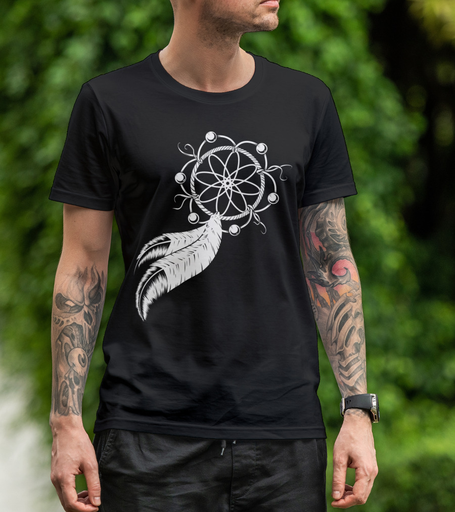 Dreamcatcher Atomic Symbol Tribal Feathers By DesignsbyReg T-Shirt
