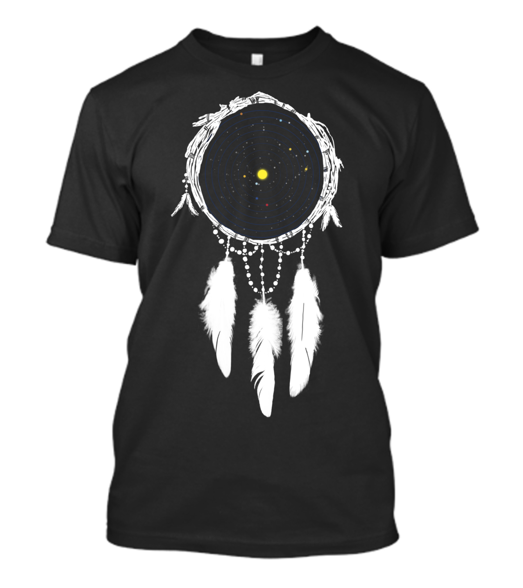 Star Catcher Dreamcatcher With Cosmic Spiral And Stars T-Shirt