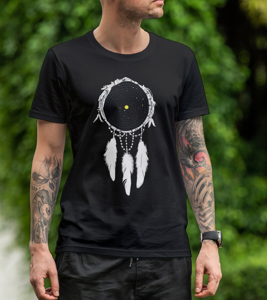 Star Catcher Dreamcatcher With Cosmic Spiral And Stars T-Shirt