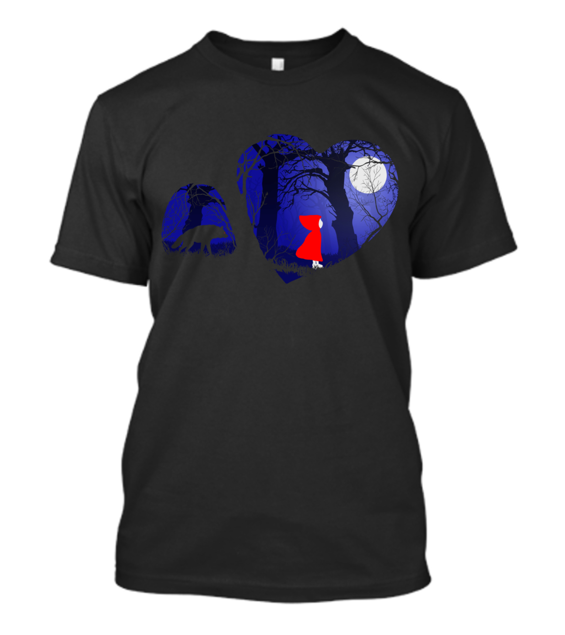 Red Riding Hood Dusk In The Woods Wolf Moonlit Night T-Shirt