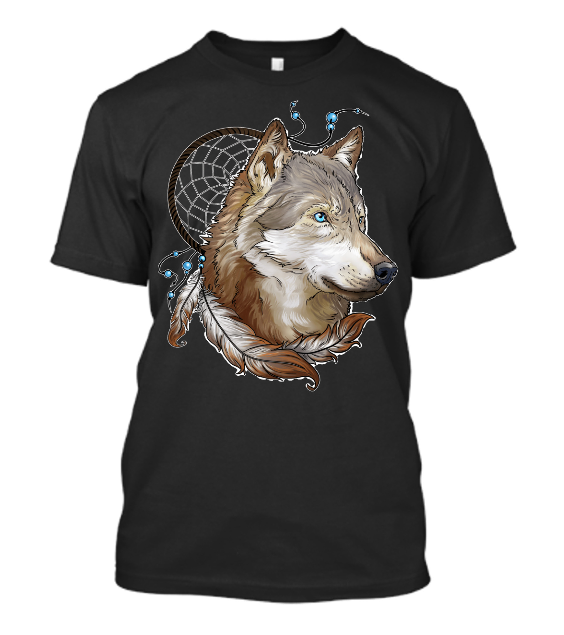 BlueEyed Wolf Dreamcatcher Wolves Animal T-Shirt