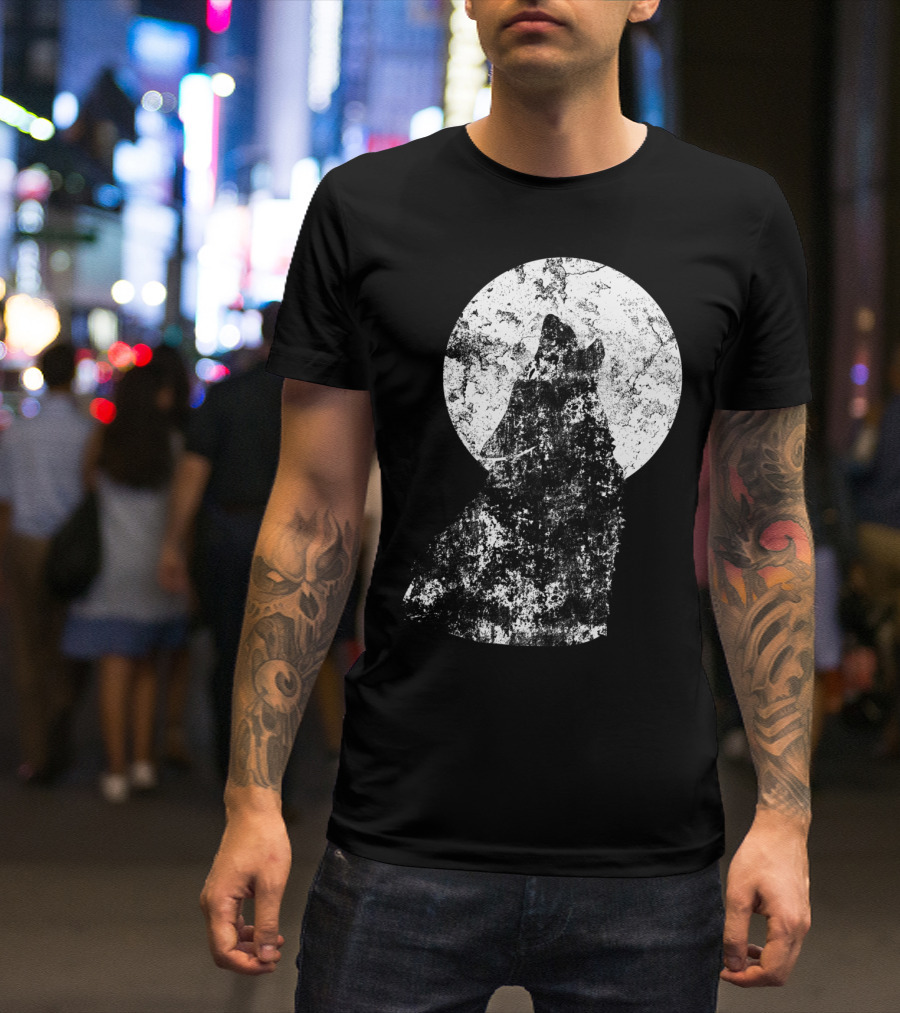 The Howling Wolf Moon Silhouette Wolves Animal T-Shirt