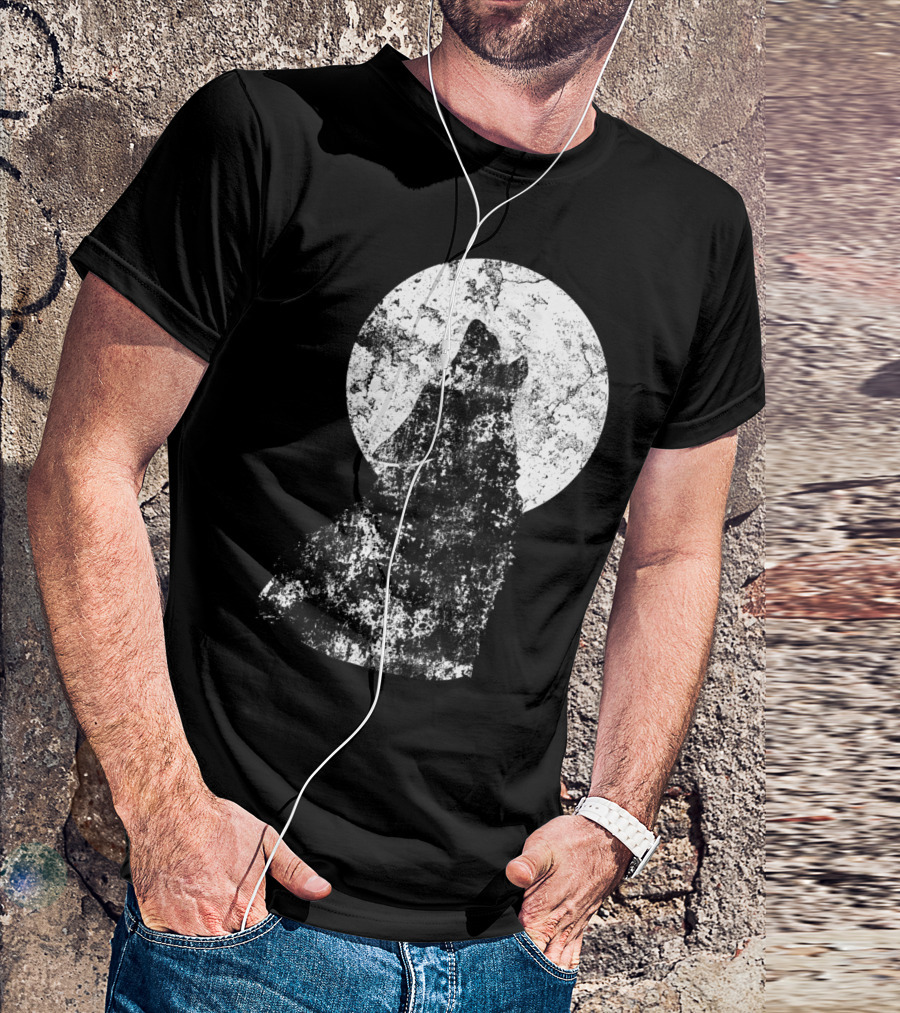 The Howling Wolf Moon Silhouette Wolves Animal T-Shirt