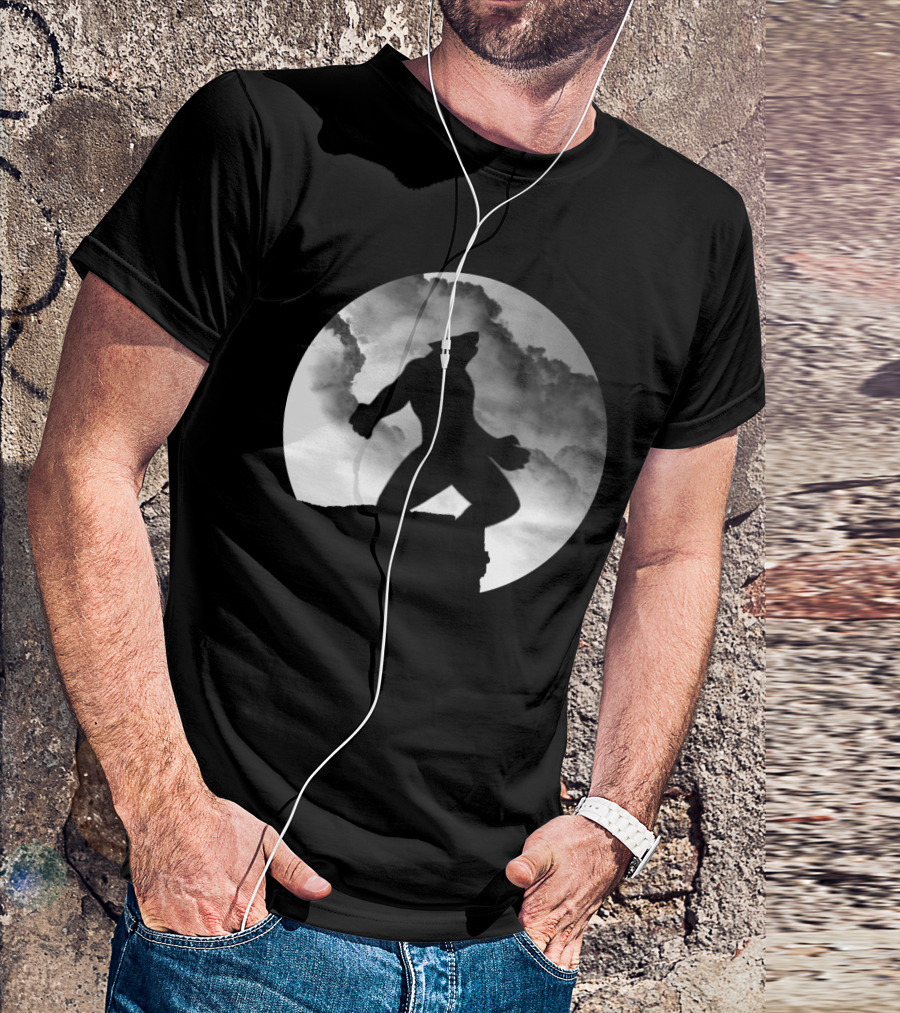 Wolf On The Edge Silhouette Against Full Moon Wolf Wolves Animal T-Shirt