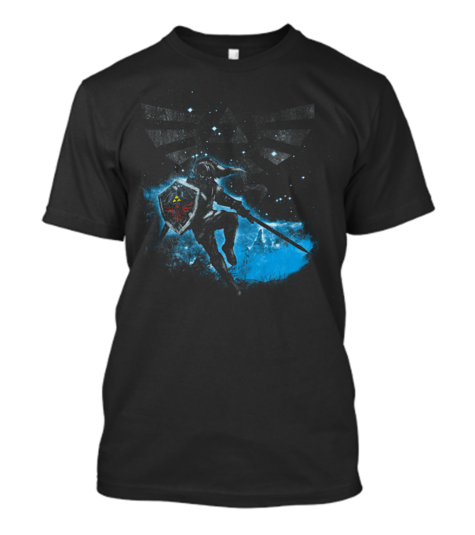 Alone Legend Of Zelda Link Hylian Shield Triforce Night Sky T-Shirt