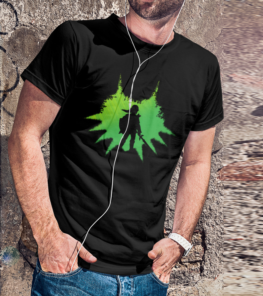 Hero In A Mask Legend Of Zelda Link Green Silhouette Explosion T-Shirt